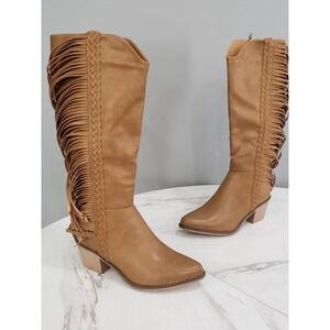 Pierre Dumas Size 8 Fringe Cowgirl Block Heel Cowboy Western Boho Bohemian Boots